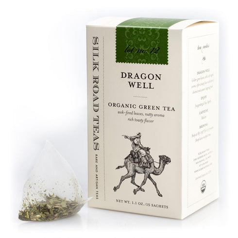 Silk Road Teas, Longjing Dragon Well Organic Green Tea, Wok-Fired Leaves, Toasty Flavors, 15 Tea Bags...