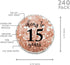 Andaz Press Glitzy Faux Rose Gold Glitter Chocolate Drop Labels, Cheers to 15 Years, Mis Quince Quinceanera 15th Birthday Anniversary, 240-Pack, N...