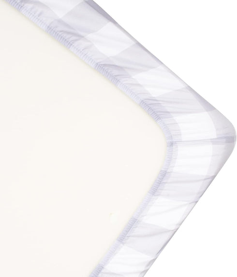 JISEN Baby Crib Sheet 1 Piece Portable Fitted Crib Sheet for Standard Crib and Toddler Mattresses Nursery Bed Decor for Boys Girls 28x52 Inch Grid...