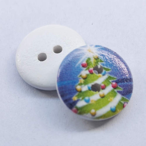 Chenkou Craft 100pcs Santa Christmas Tree Wood Buttons 15mm/20mm/25mm/30mm/40mm Sewing Mix Lots (3/4"(20mm), Multi-color)...