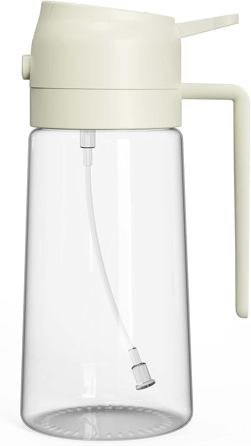 16oz Oil Sprayer for Cooking - 2 in 1 Spray & Pour Olive Oil Dispenser - 470ml Glass Spray Oil Bottle - Kitchen Gadgets (Milk White)...
