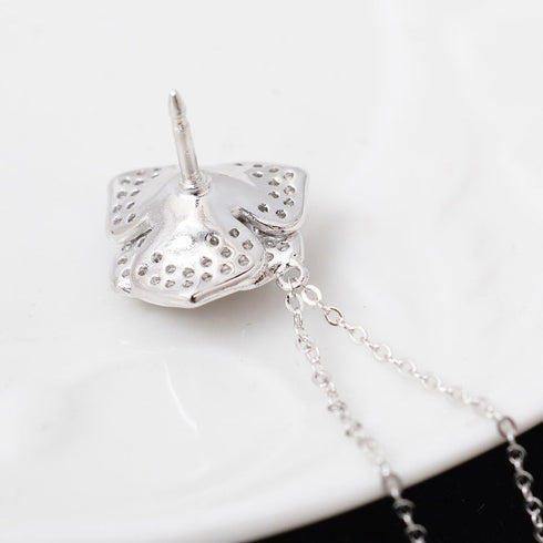 Silver Tone Crystal Rose Flower Brooches Pins with Chain Tassel Collar Lapel Pin Sweater Guard Clip Pin...
