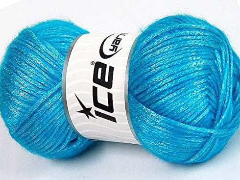 Glam Universe Metallic Shine Fuzzy Wool Nylon Blend Yarn 100 Grams, 250 Yards - Turquoise...