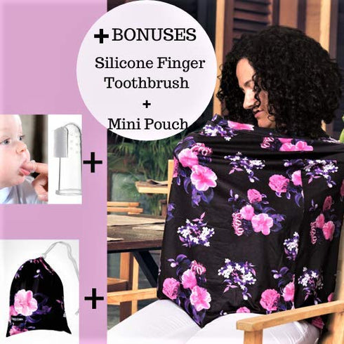 4 in 1 Car Seat Covers for Babies Girl, Nursing Cover Carseat Canopy, Soft and Stretchy Breastfeeding Scarf, Best Gift Set for Infant, Newborn - F...