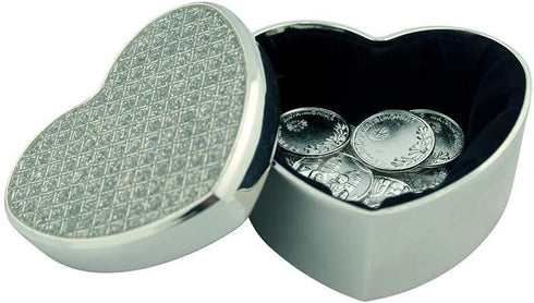 Arras De Boda Gift Set | Comes with Coins | 9 Styles | Wedding Metal Boxes Spanish Matrimony Ceremony (Heart Shaped with Checkerboard)...