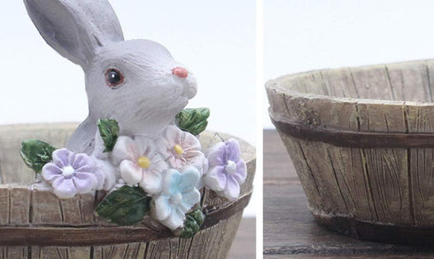 ChezMax Succulent Planter Rabbit Shaped Flowerpot Plant Pot Resin Vase Container Home Garden Decorative...
