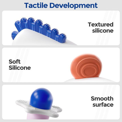 Evoceler Baby Rattles Shaker Toy, 2 Pack Musical Instruments, Soft Silicone Rattle Toys, Perfect Size for Grasp and Shake,Dinosaur & Bear Toy for ...