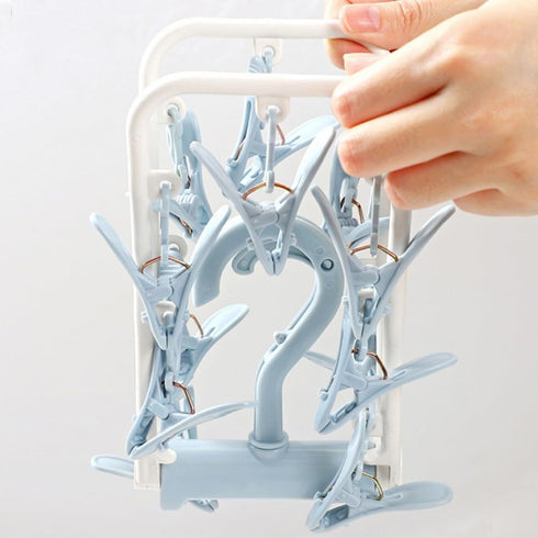 Clothes Drying Racks 2 Pack Small Folding Portable Underwear Hangers with Clips Socks 12 Clips 360° Rotatable Hook for Drying Towels Bras Baby Clo...