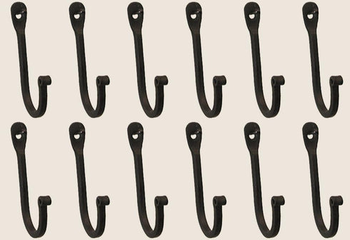 Colonial Tin Works Vintage Hand Forged Iron Classic Early American Plain Hook Black Set of 12 (Set of 12)...