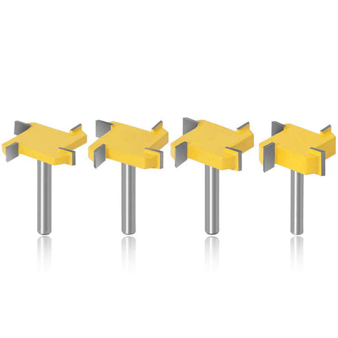Mesee 4 Pieces 4-Wing Spoilboard Surfacing Router Bit Set, 1/4 Inch Shank Rabbet Slot Router Bits Wood Surface Flattening Cutter Woodworking Plane...