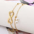 Jude Jewelers Stainless Steel Infinity Charm Faux Pearl Double Strand Anklets...