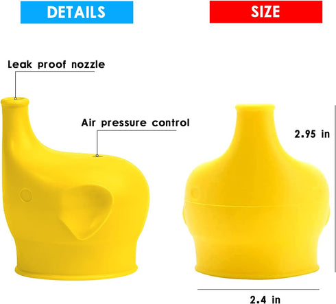 Silicone Sippy Cup Lids, 5 Packs Elephant Spill-Proof Sippy Cup for Babies, Toddlers and Kids...