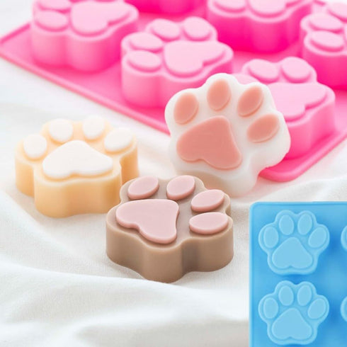 2 PCS Silicone Molds Puppy Dog Paw,6 Cavity Puppy Cat Mould for for Homemade Treats and Cat Animal Paw Ice Candy Chocolate Baking Mold...