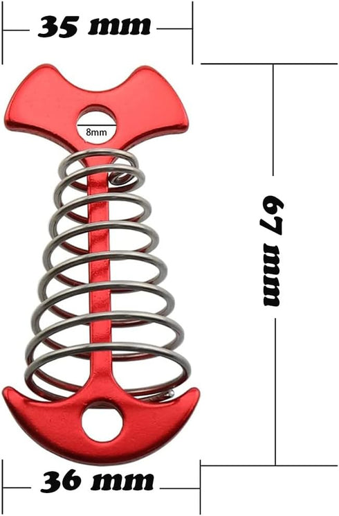 AKAOK 4 Pcs Fish Bone Tent Floor Nail Alloy Spring Buckle Deck Anchor Nail Adjustable Plywood Hook Accessories Outdoor Party Camping Wind Rope Hoo...