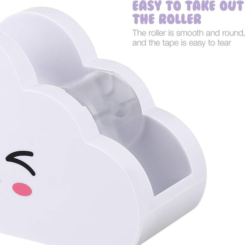 TOYANDONA Cloud Tape Dispenser and Rainbow Tape Set, Cartoon Desktop Tape Cutter Cute Roll Tape Holder for and More School Office Stationery Suppl...