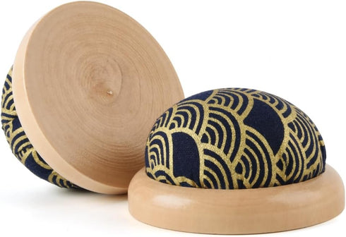 Round Pin Cushion, Wooden Base Cute Needle Pincushions Japanese Style Pin Cushions Needle Holders for Sewing Quilting Accessory or DIY Crafts.Blac...