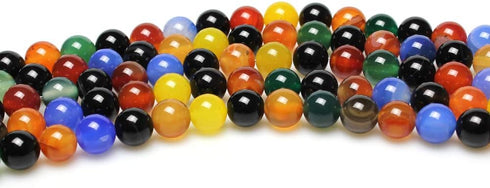 Natural Stone Beads Colorful Agate Round Loose Beads for DIY Necklace Bracelat Jewelry Making (10mm)...