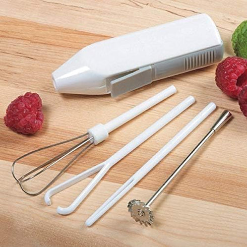 5pc Deluxe Cordless Mini Mixer - Mix Whip Stir Blend Beat Drink Frother...