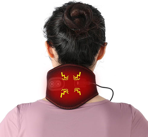 Portable Heating Pad for Neck with Massager Heated Neck Wrap for Neck Pain Relief 3 Adjustable Temperature and 4 Massage Modes Hot Compress Neck T...