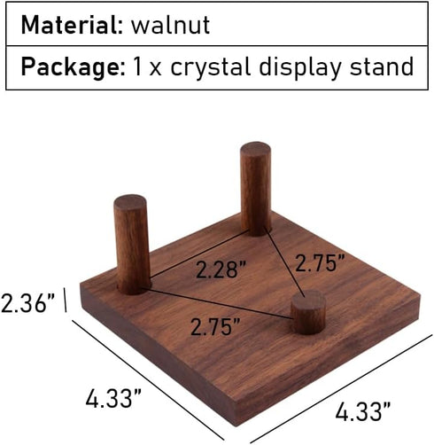 Walnut Crystal Display Stand Rock Display Holder Three-Peg Display Easel Stands for Fossil Coral Geodes Rock Mineral Agate L...