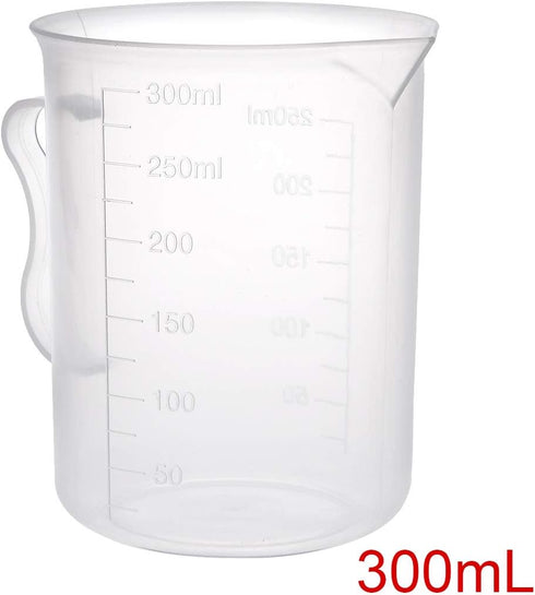 uxcell Measuring Cup 300ml PP Plastic Graduated Beaker Transparent with Handle for Lab Kitchen liquids 3pcs...