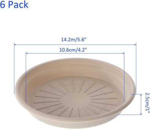 6 Pack Planter Saucers - Plastic Plant Tray Flowerpot Drip Trays Round Apply to Outdoor/Garden (5.6 Inch, Light Grey)...