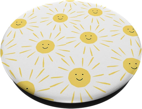 Smiling Sun Pattern Cute Happy Sunny Face Nature Cartoon PopSockets Standard PopGrip...