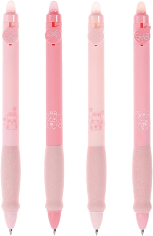 4 Pcs Erasable Gel Ink Pens Retractable Pens Cute Pink Pens 0.5mm Black Ink Writing Pen Office School Pens Women Girls Pens (Black Ink-Pink)...