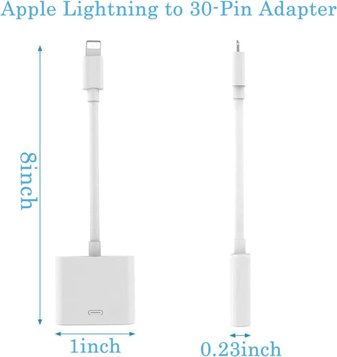30 Pin to Lightning Adapter, Lightning Cable Adapter, 8-Pin Male to 30-Pin Female Connector Converter with Phone Charger Cable Cord Compatible Pho...