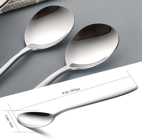 Korean Spoon,6 Pieces Soup Spoons Stainless Steel,Korean Spoons with Long Handles,8 Inch Rice Spoon Dinner Spoon Table Spoon Flatware Set for Home...
