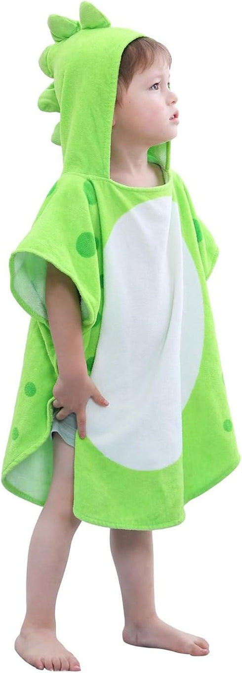 LOLANTA Baby Boys Dinosaur Hooded Bath Towels, Toddlers Kid's Beach Towel Pool Poncho Swim Terry Cloth Cover-Ups 100% Cotton (Green#B, 1-3T)...