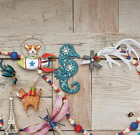 C&F Home Pierced Blue Seahorse Coastal Beach Christmas Xmas Ornament Blue...