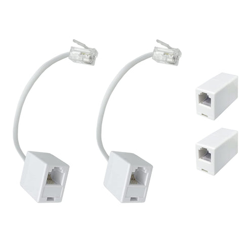(Pack of 4 A Pair of Converter Adapters for RJ11 Male to RJ45 Female) & 2 In-Line Couplers...