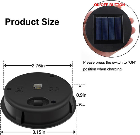 Replacement Solar Light Parts, 2 Pack Solar Lights Replacement Top 3.15in, 8 lumens LED Solar Panel Lantern Lid Lights, Outdoor Lantern Solar Repl...