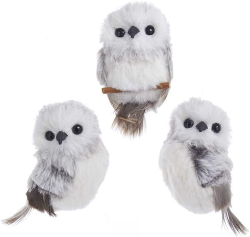 Kurt Adler 3.9in Gray W/White Fur Owl Ornament 3/A for Christmas...