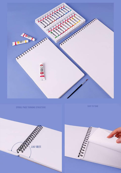 Watercolor Spiral Notebook A5 Painting Paper 30 Sheet Blank Sketchbook Professional Watercolor Card Paper for Artist Student Hardcover Journal wit...