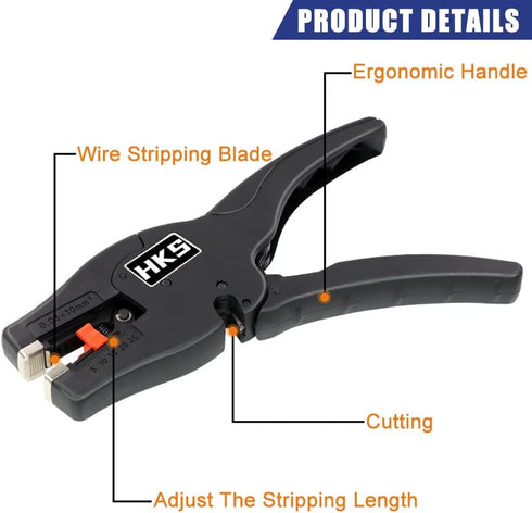 HKS Automatic 2 in 1 Wire Stripper Tool for 32-7 AWG Wire Stripping & Cutting, Length Range 0.25-1 inch - Suitable for Various Wires...