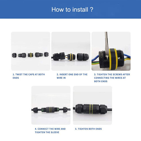 COMOPEZ 3Pin IP68 Waterproof Junction Connector Box 3 Pole Electrical Box Wire Connector Cable for Underground Outdoor Light,LED,Tree Strings, Cab...