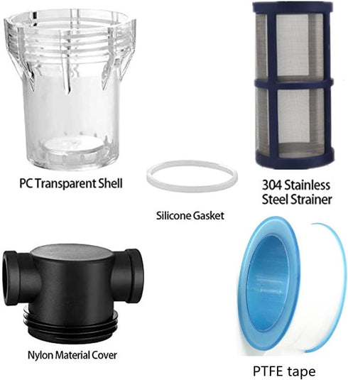 Sediment Filter 3/4 Female Thread Inline Filter Strainer for Garden Hose Pressure Washer RV with 100Mesh Screen Water Pump Strainer Filter...