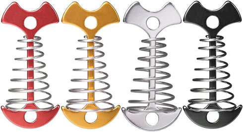 AKAOK 4 Pcs Fish Bone Tent Floor Nail Alloy Spring Buckle Deck Anchor Nail Adjustable Plywood Hook Accessories Outdoor Party Camping Wind Rope Hoo...