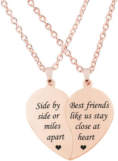 MJartoria BFF Necklace for 2-Valentines Heart Matching Necklace Best Friends Pendant Friendship Necklace Set of 2 Birthday Gifts...