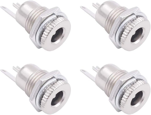 Fancasee (4 Pack) 5.5mm x 2.5mm Female DC Power Jack Socket Panel Mount 2 Pin Solder Type Metal Power Supply Jack Connector Adapter Socket...