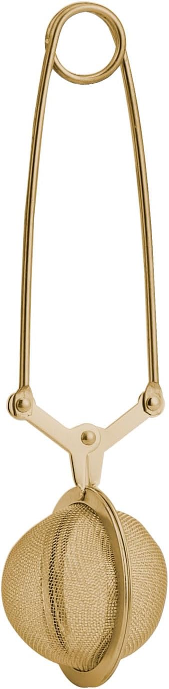 HIC Kitchen Gold Mesh Snap Tea Ball Infuser, Gold-Toned Titanium-Coated Stainless Steel, For Loose Tea or Mulling Spices...