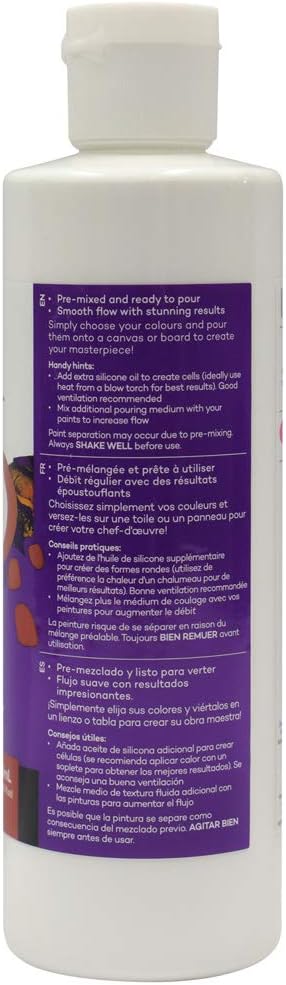 Mont Marte Premium Pouring Acrylic Paint, 240ml (8.11oz), Titanium White, Pre-Mixed Acrylic Paint, Suitable for a Variety of Surfaces Including St...