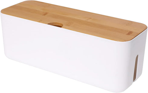Changsuo Cable Management Box Small White, Extension Cord Organizer for Power Stripe Surge Protector Wire Management Concealer Cover Hider for Des...