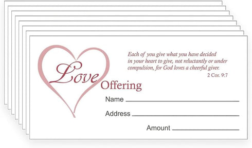 Church Offering Envelopes - Cash Envelopes For Tithes And Offering - Love Offering 2 Corinthians 9:7Tithing Envelopes - Pack of 100 - Swanson Chri...