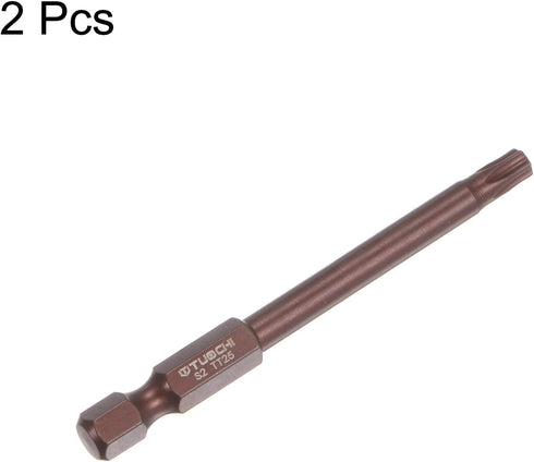 2pcs T25 Torx Bit 1/4" Hex Shank 3" Length Magnetic Security Star Screwdriver Power Tool, Red...