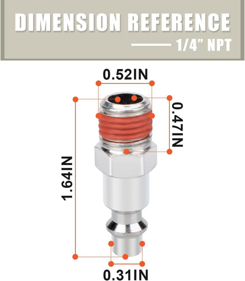 25PCS 1/4" Male NPT Industrial Air Plug 300PSI, Pneumatic Plugs Quick Connect Air Fitting...