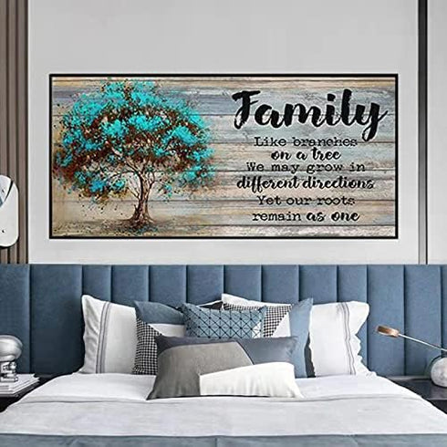 Peeua Diamond Painting Kits for Adults, Big Size Diamond Art Family Words and Tree, 5D DIY Full Drill Diamond Cancas Retro Craft for Living Room D...