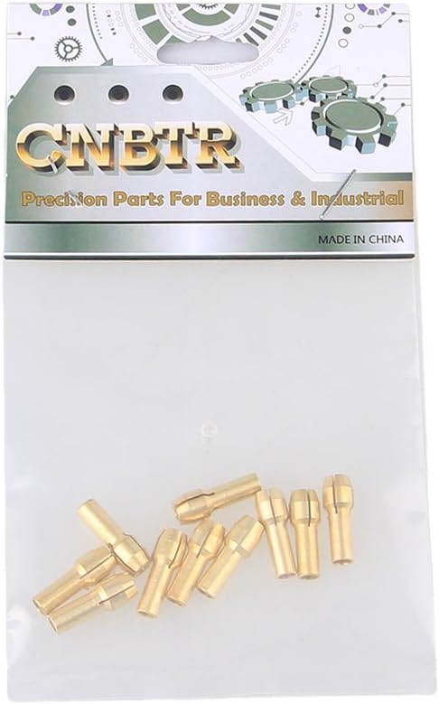CNBTR 0.5-3.2mm Brass Collet for Rotary Tools Electric Grinding Drill Collect Chuck Holder Pack of 10 (4.3mm Shank Dia)...